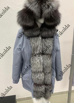Жіноча зимова куртка парка пальто з натуральним хутром чорнобурки з 42 по 583 фото