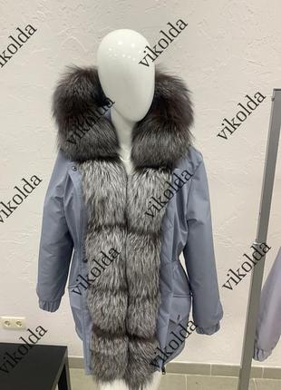 Жіноча зимова куртка парка пальто з натуральним хутром чорнобурки з 42 по 585 фото
