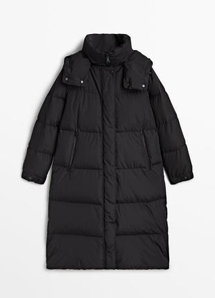 Довгий пуховик пуфер куртка massimo dutti 6712/8106 фото