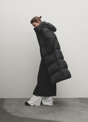 Довгий пуховик пуфер куртка massimo dutti 6712/8102 фото