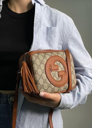 Женская молодежная сумка люксова модель бренда gucci blondie small  в стиле коробка гуччи5 фото