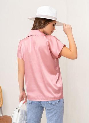 Розовая классическая блуза из шелка размер s