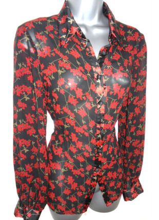 Блуза полупрозрачная, мелкие цветы, цветочный принт, широкие рукава2 фото