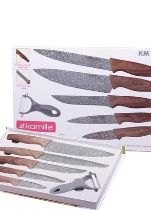 Набор кухонных ножей 6 предметов в подарочной упаковке kamille ама-5043