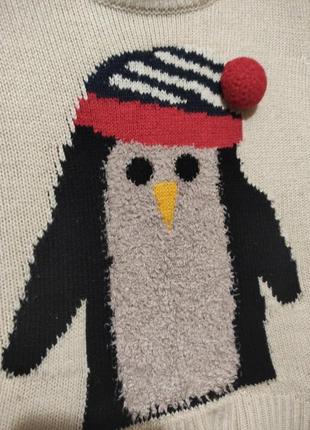 Новогодний свитер с пингвином на 5-6 лет2 фото