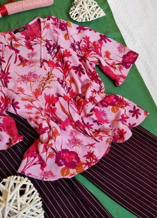 🌾 красивая блуза в цветы на запах от quiz8 фото