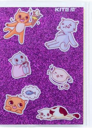 Блокнот kite purple cats k22-462-2, 80 аркушів, клітинка, силіконова обкладинка