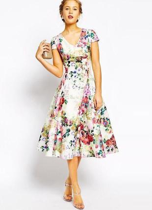 Розпродаж сукня true decadence міді пишна asos приталена з квітковим принтом