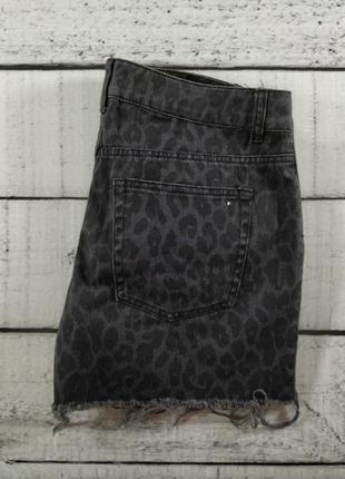 Шорты короткие джинсовые с леопардовым принтом6 фото
