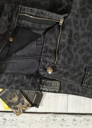 Шорты короткие джинсовые с леопардовым принтом5 фото