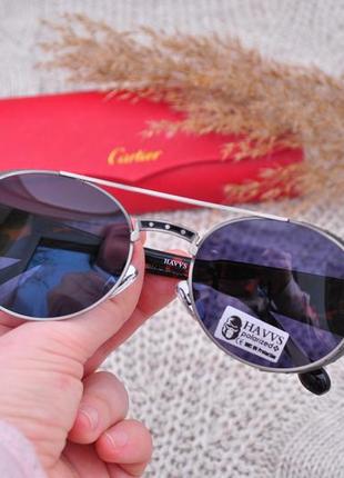 Фирменные солнцезащитные круглые очки havvs polarized с боковой шорой унисекс5 фото