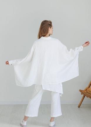 Льняная рубашка-пончо vil'ni салинас белый 625 фото