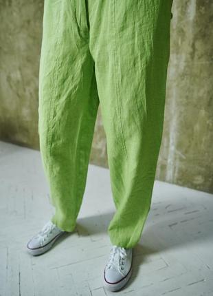 Льняные женские брюки vil'ni ньюри салатовый 546 фото