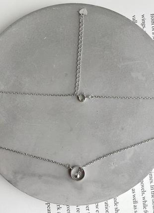 Серебряное колье нежное подвес круг5 фото