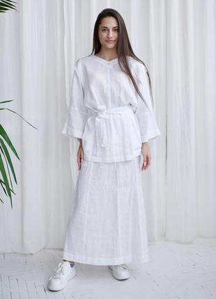 Льняная женская блуза vil'ni салерно белый 62
