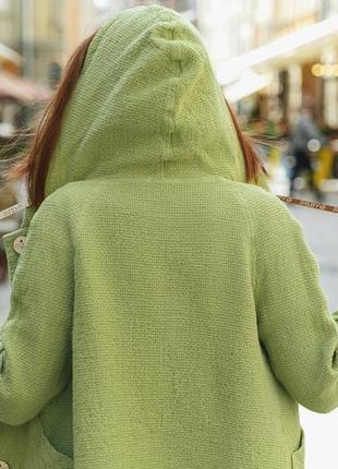 Льняная женская куртка с вафельной структурой vil'ni тулуза зеленый 485 фото