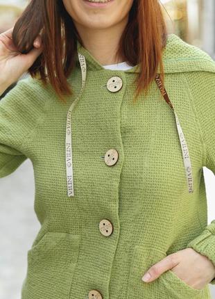 Льняная женская куртка с вафельной структурой vil'ni тулуза зеленый 483 фото