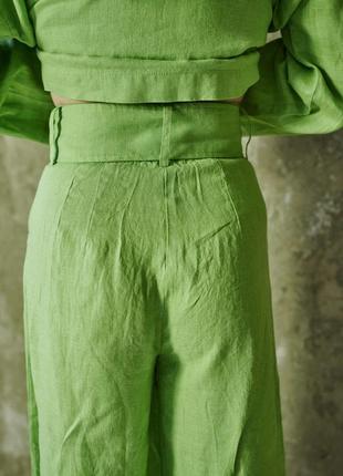 Льняные женские брюки vil'ni кальяри салатовый 646 фото