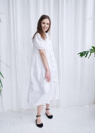 Льняное женское платье vil'ni андрия белый 602 фото