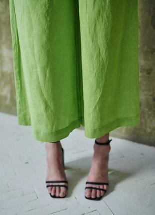 Льняные женские брюки vil'ni кальяри салатовый 467 фото