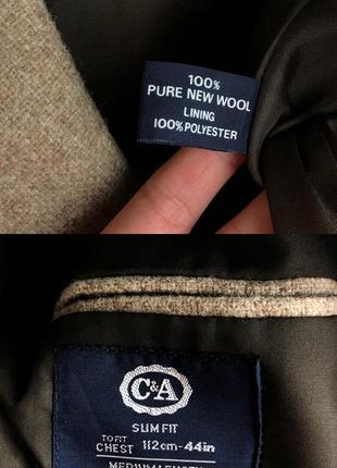 Винтажный пиджак бренда c&a с качественной ворсистой шерсти оверсайз с мужского плеча винтаж шерстяной10 фото