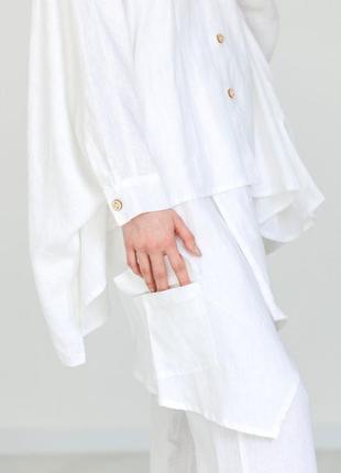 Льняная рубашка-пончо vil'ni салинас белый 447 фото