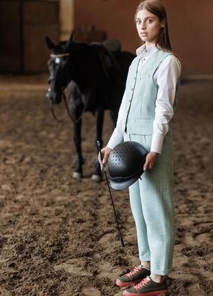 Брюки льняные vil'ni стенли гусиная лапка зеленый 58