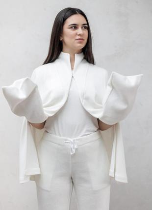 Свитер-кейп шерстяной женский vil'ni марибо молочный 64