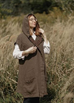 Льняной жилет vil'ni брум коричневый 64