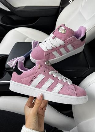 Кросівки жіночі рожеві замшеві adidas color campus 00s bliss lilac black