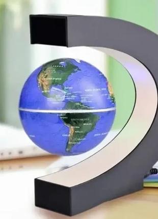 Нічник глобус левітуючий globe magnetic з led підсвічуванням синій2 фото