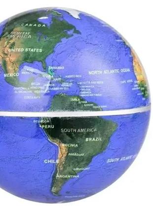 Нічник глобус левітуючий globe magnetic з led підсвічуванням синій3 фото