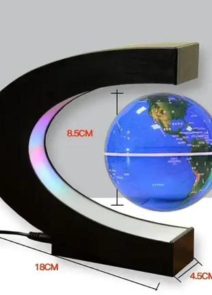 Нічник глобус левітуючий globe magnetic з led підсвічуванням синій8 фото