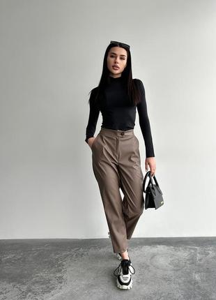 Женский модный штаны эко-кожа 42-44,46-48,50-52,54-56 мокко,черный4 фото