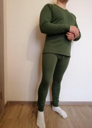 Чоловічий комплект термобілизни на флісі олива розмір м, l, xl, xxl
