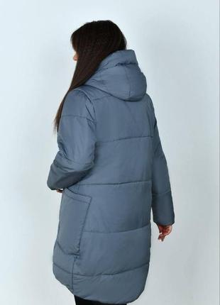 Женская зимняя стеганая куртка с капюшоном на двусторонней молнии размеры 48-56 батал8 фото