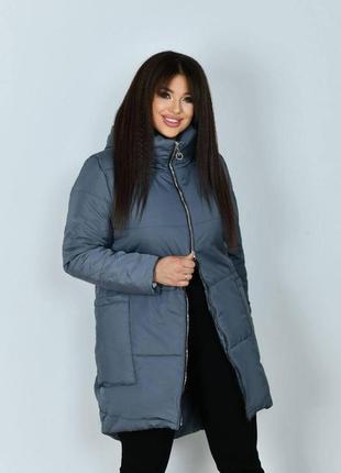 Женская зимняя стеганая куртка с капюшоном на двусторонней молнии размеры 48-56 батал9 фото