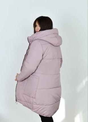 Женская зимняя стеганая куртка с капюшоном на двусторонней молнии размеры 48-56 батал6 фото