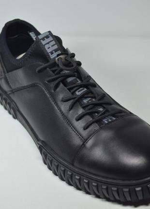 Мужские спортивные туфли кожаные кеды черные rondo 08/0025/t5 фото