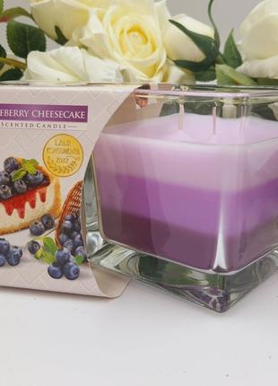 Свеча ароматизированная bispol стакан 170г blueberry cheesecake (черничный чизкейк) 32 часов горения