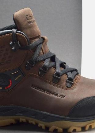 Мужские спортивные зимние кожаные ботинки коричневые clubshoes к23 фото