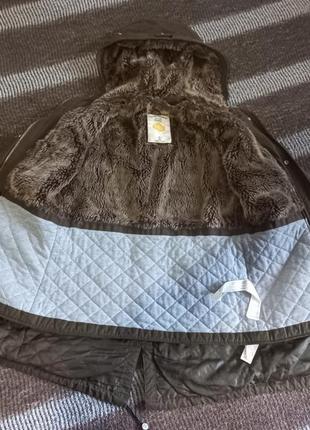 Тепла куртка-парка хакі/оливка bershka з міхом( знімається), зимова курточка2 фото