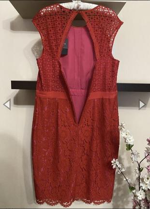 Шикарное кружевное платье с открытой спиной, красное платье,5 фото