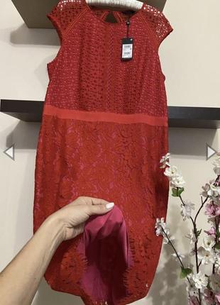 Шикарное кружевное платье с открытой спиной, красное платье,3 фото