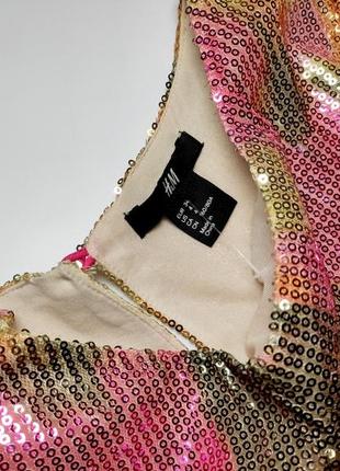 Платье женское праздничное в пайетках разноцветное прямого кроя от бренда hm xs4 фото