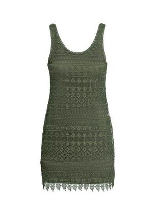 Кружевное платье цвета хаки h&m divided, xs/s