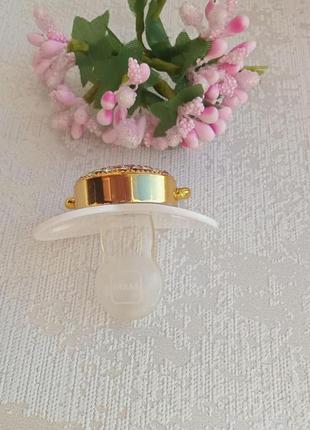 Дитяча соска пустушка зі стразами та бусинами, детская соска 0+,6+,12+