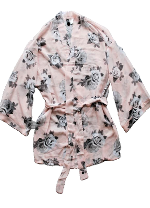 Накидка кимоно блузка пудровая шифоновая с поясом купить цена3 фото