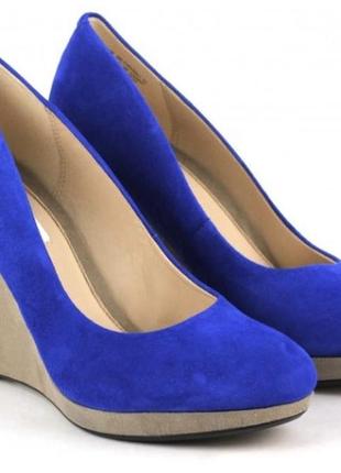 Стильные замшевые туфли clark's новые синие электрик размер 38