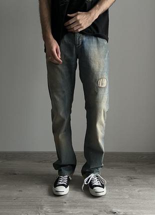 Jack jones vintage denim джинсы оригинал новые состаренные интересные потертые уникальные стильные kurt cobain style предельно широкие свободные regular fit1 фото